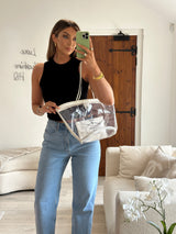 Prada White/Transparent PVC Plastic Logo Tote