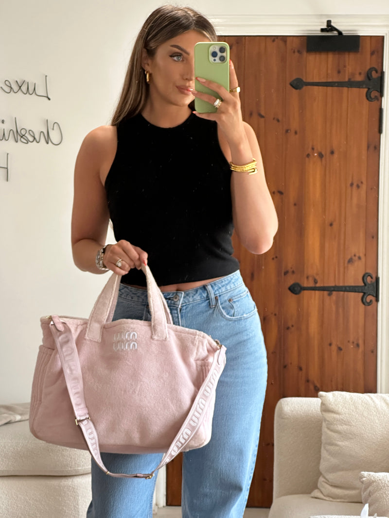 Miu Miu Pink Terry Cloth Tote Bag