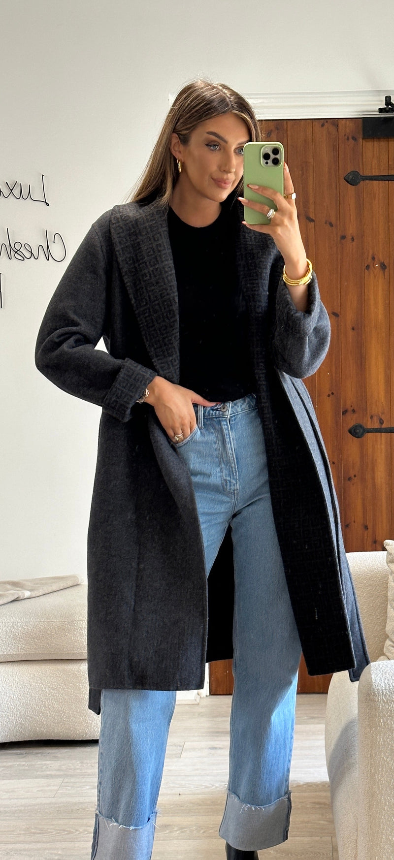 Givenchy Grey Wool Coat (Size 44/UK 16)