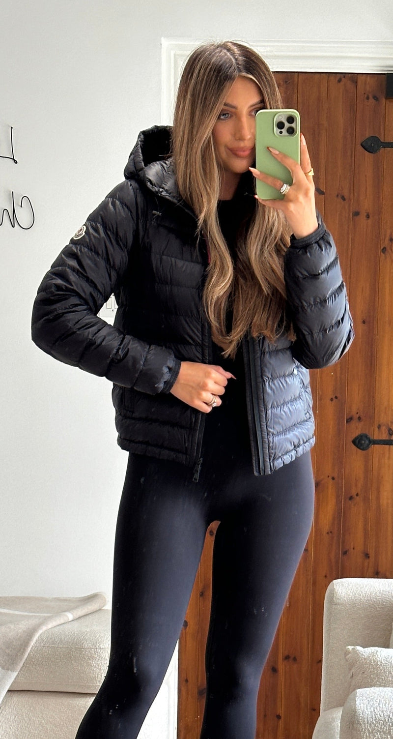 Moncler Black Down Rook Giubbotto Jacket (TG2 / UK 12 )