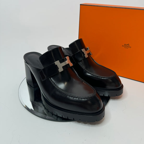 Hermès Black Flore 60 Mules (EU 38/ UK 5)