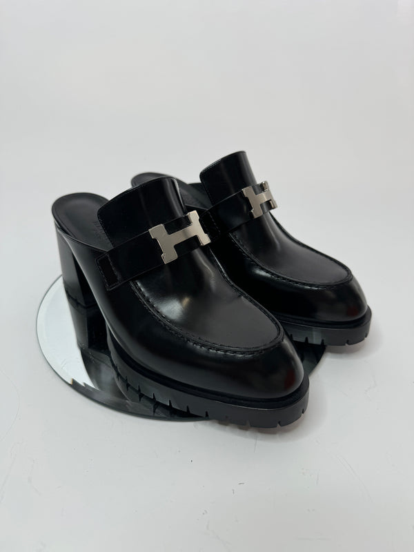 Hermès Black Flore 60 Mules (EU 38/ UK 5)