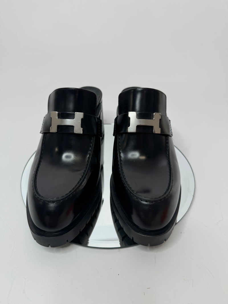 Hermès Black Flore 60 Mules (EU 38/ UK 5)