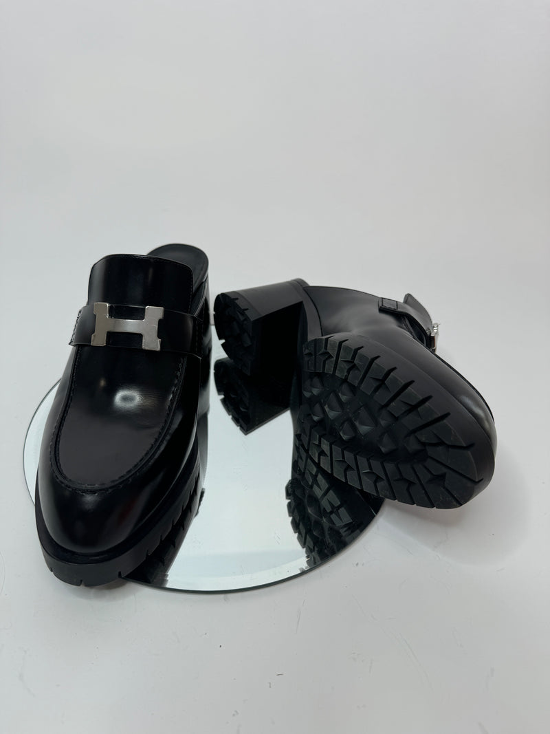 Hermès Black Flore 60 Mules (EU 38/ UK 5)