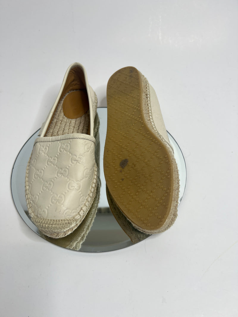 Gucci Espadrilles In Stone Leather(Size 37/UK4 )