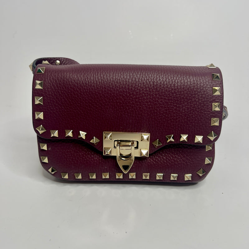 Valentino Garavani Burgundy Rockstud Crossbody Bag