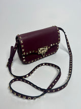 Valentino Garavani Burgundy Rockstud Crossbody Bag