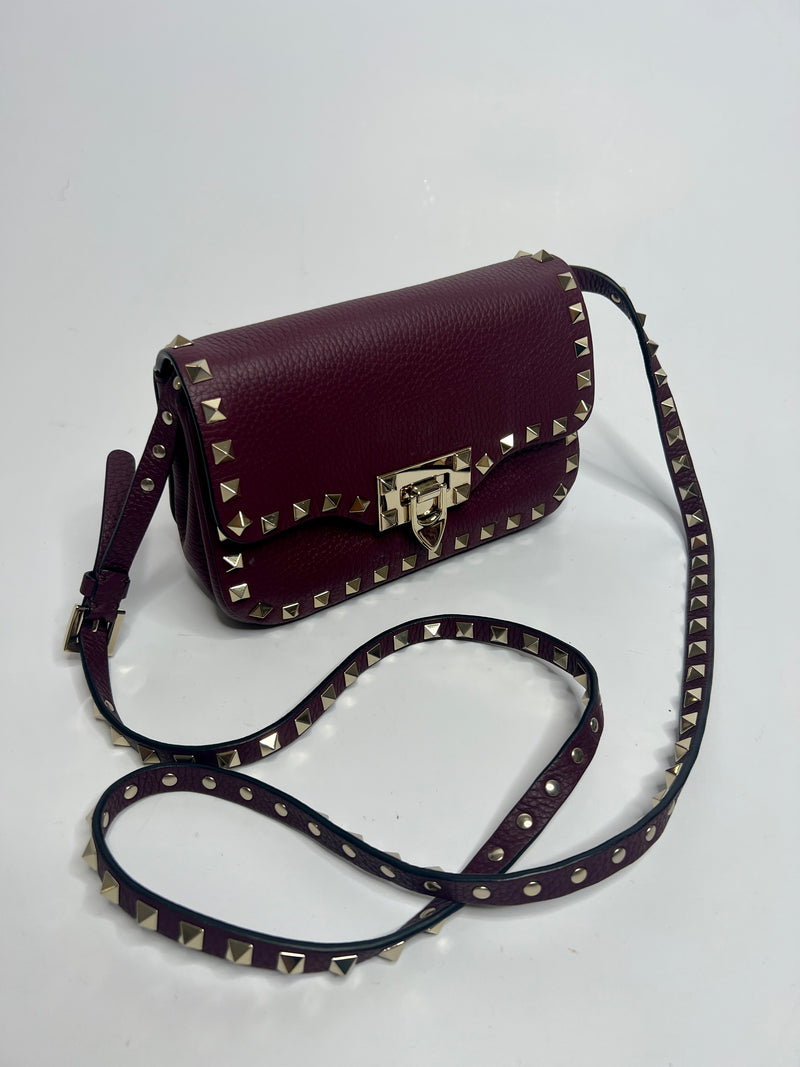 Valentino Garavani Burgundy Rockstud Crossbody Bag