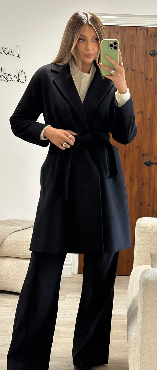 Max Mara Black Rispoli Cammello Coat (Size 12)