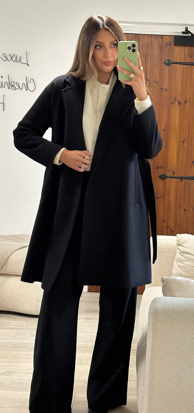 Max Mara Black Rispoli Cammello Coat (Size 12)
