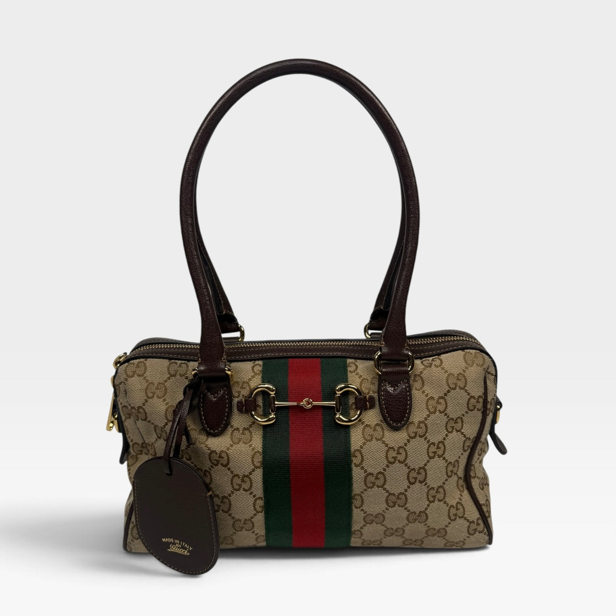 Gucci Horsebit Shoulder Bag In Beige Canvas With Gold Hardware. 100% authentic and pre loved in excellent condition. 