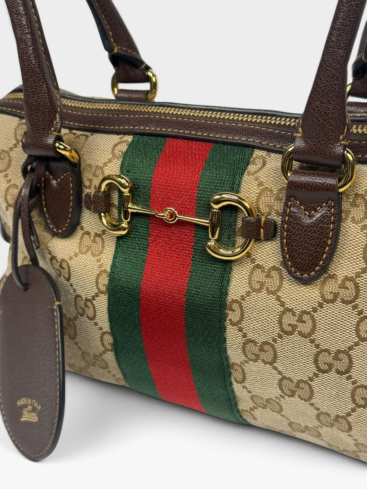 Gucci Horsebit Shoulder Bag In Beige Canvas With Gold Hardware. 100% authentic and pre loved in excellent condition. 