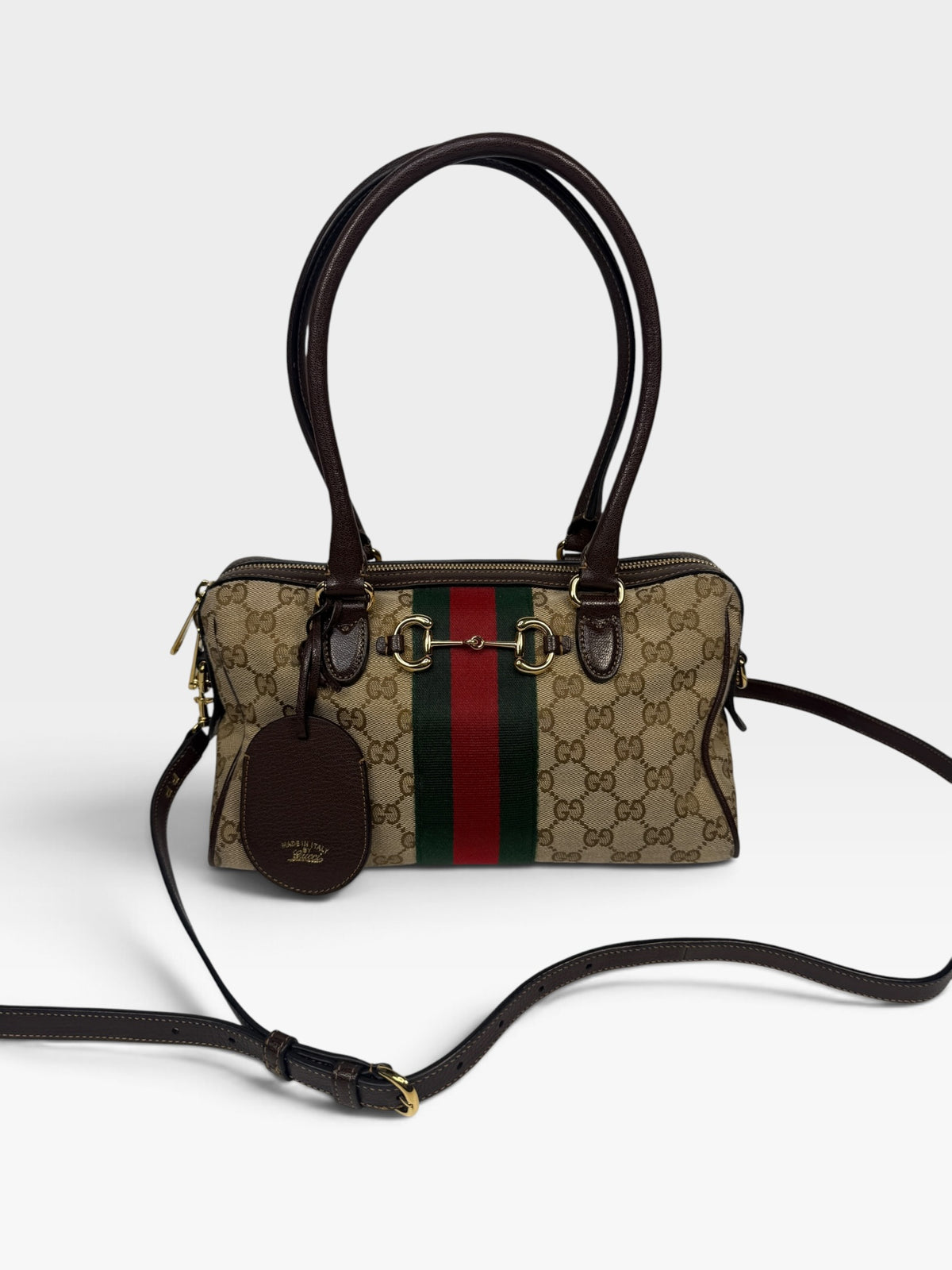 Gucci Horsebit Shoulder Bag In Beige Canvas With Gold Hardware. 100% authentic and pre loved in excellent condition. 