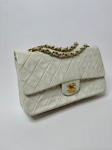 Chanel Vintage Classic Flap In White Lambskin