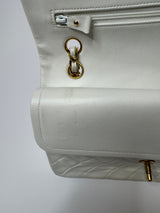 Chanel Vintage Classic Flap In White Lambskin