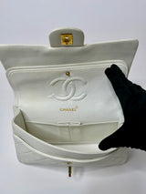 Chanel Vintage Classic Flap In White Lambskin