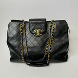 Chanel  Black Leather Supermodel Travel/Shoulder Bag