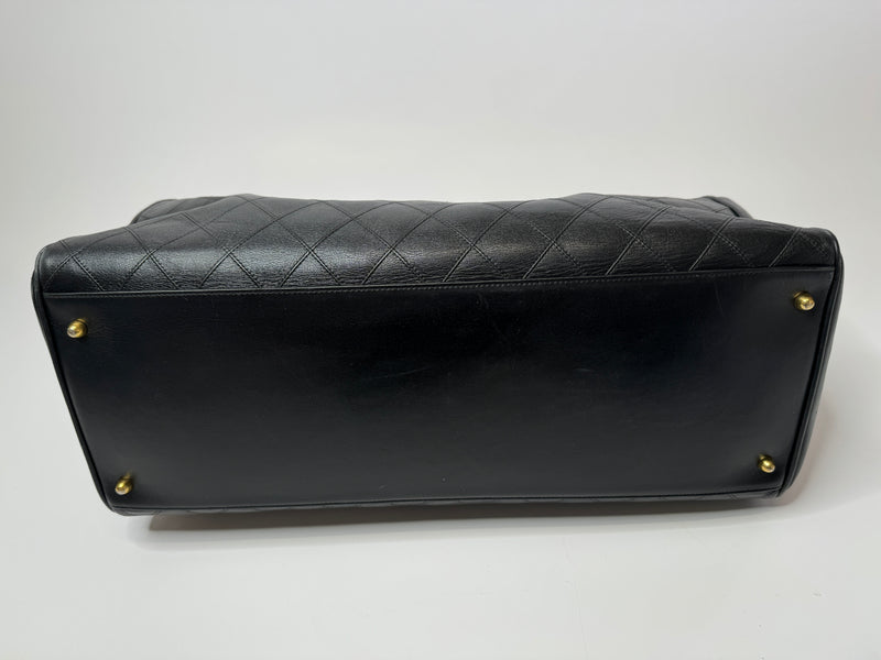 Chanel  Black Leather Supermodel Travel/Shoulder Bag