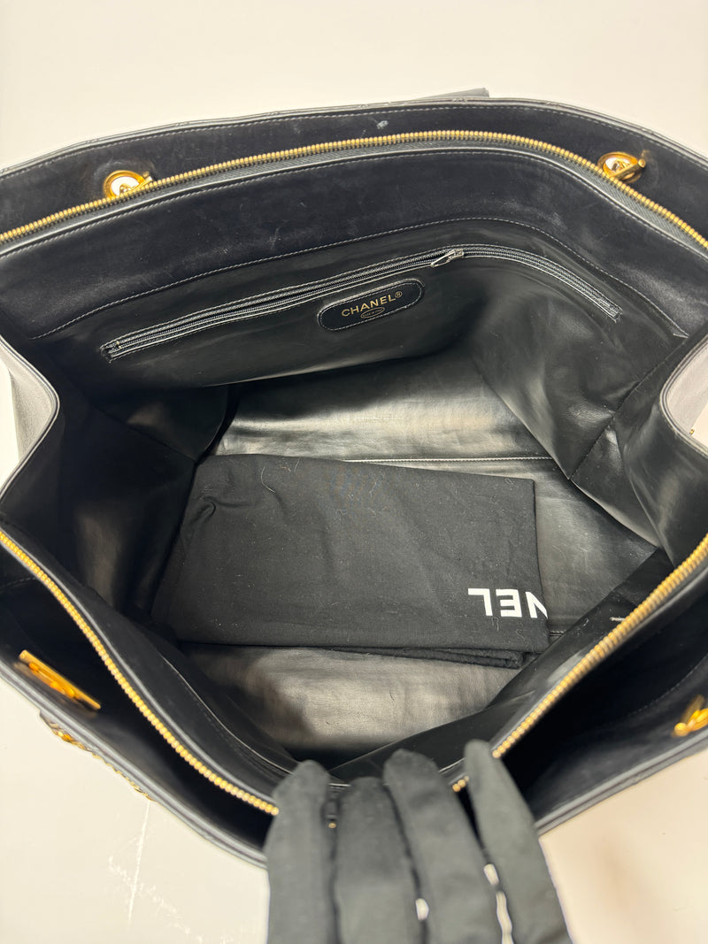 Chanel  Black Leather Supermodel Travel/Shoulder Bag