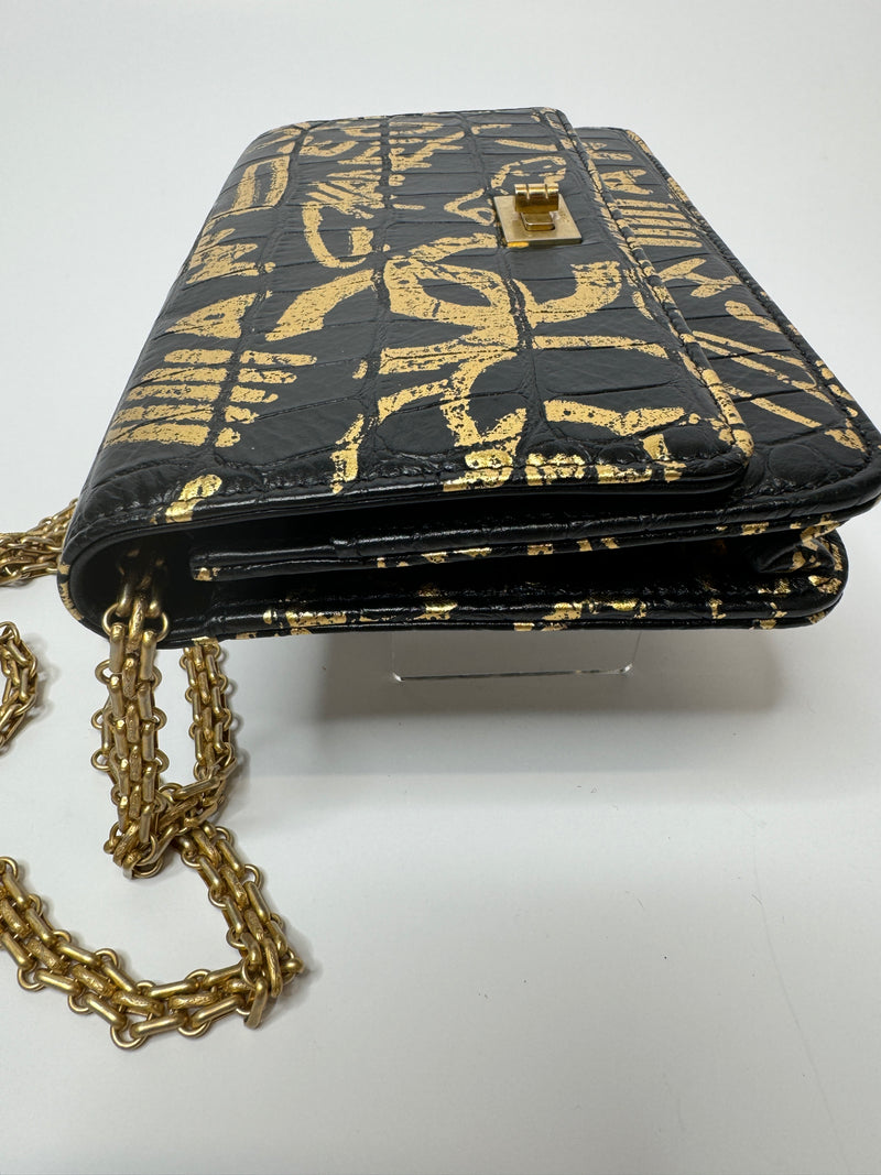 Chanel Calfskin 2.55 Graffiti Reissue Wallet On Chain