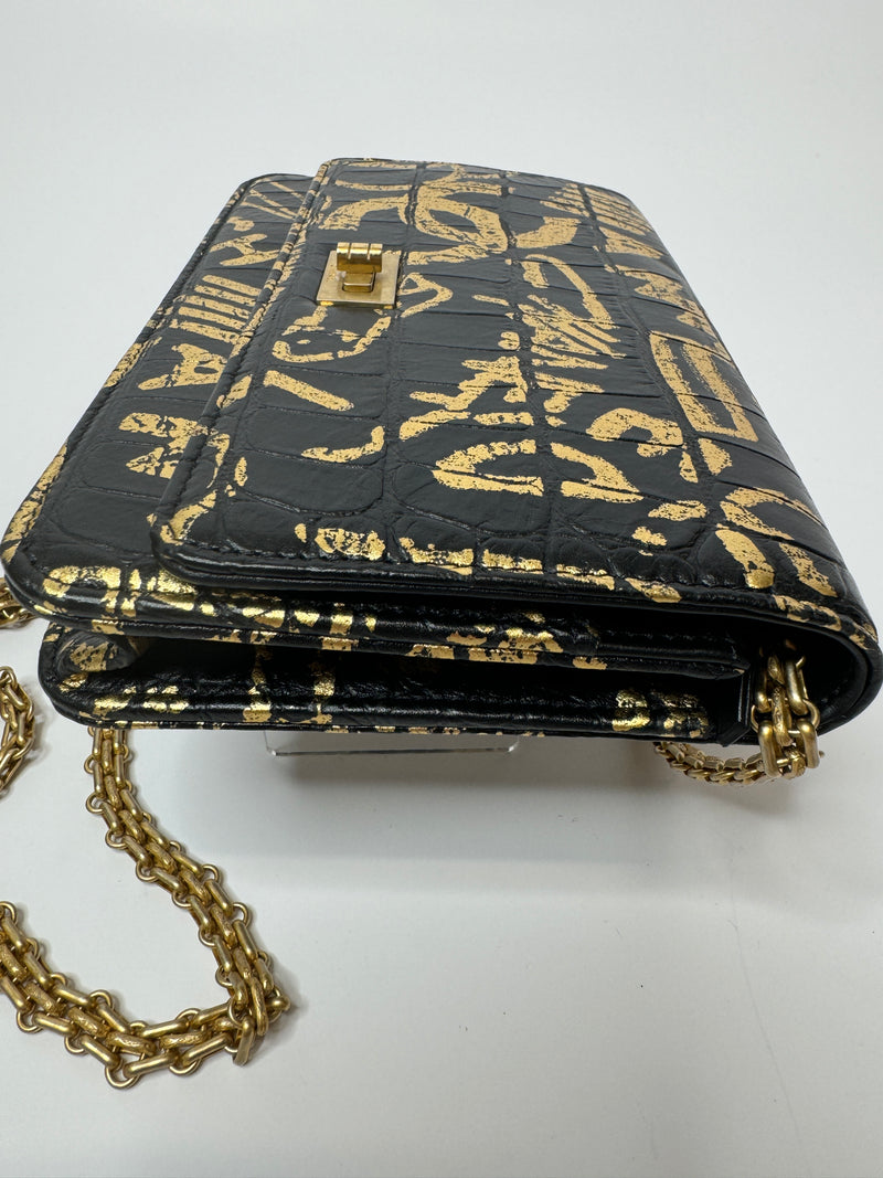 Chanel Calfskin 2.55 Graffiti Reissue Wallet On Chain