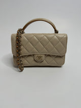 Chanel Top Handle Mini WOC Ecru/Beige Lambskin Gold Hardware 23P