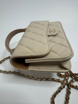 Chanel Top Handle Mini WOC Ecru/Beige Lambskin Gold Hardware 23P