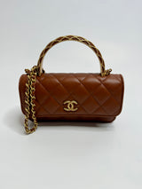 Chanel Wallet On Chain With Top Handle In Brown