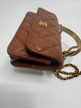 Chanel Wallet On Chain With Top Handle In Brown