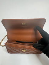 Chanel Wallet On Chain With Top Handle In Brown