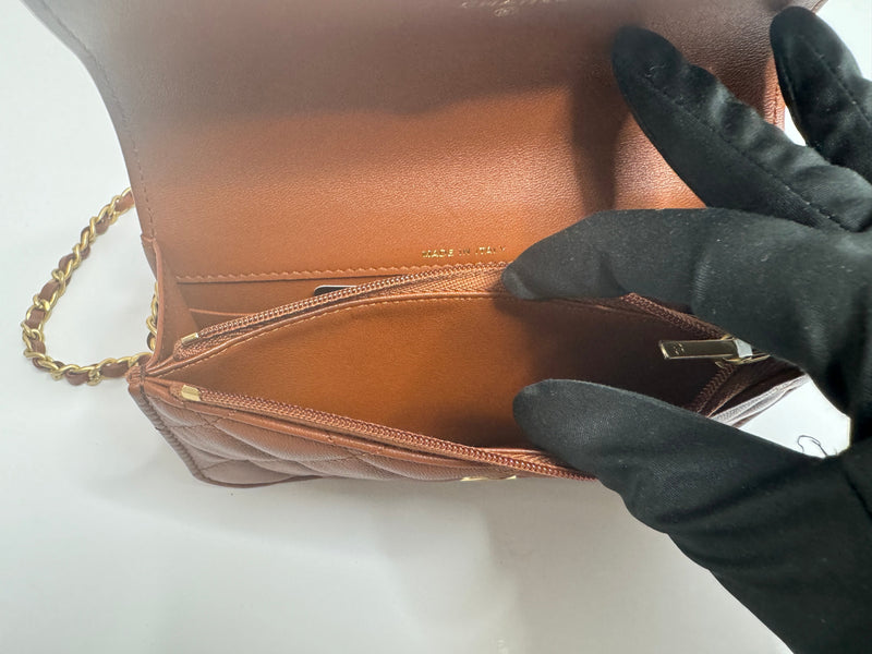 Chanel Wallet On Chain With Top Handle In Brown