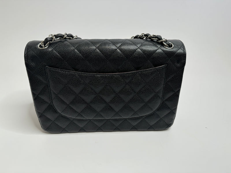 Chanel Black Caviar Leather Jumbo Classic Double Flap