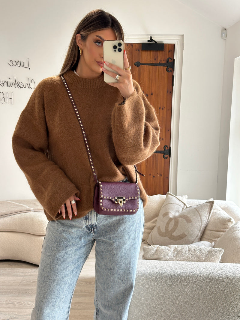 Valentino Garavani Burgundy Rockstud Crossbody Bag