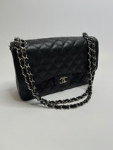 Chanel Black Caviar Leather Jumbo Classic Double Flap