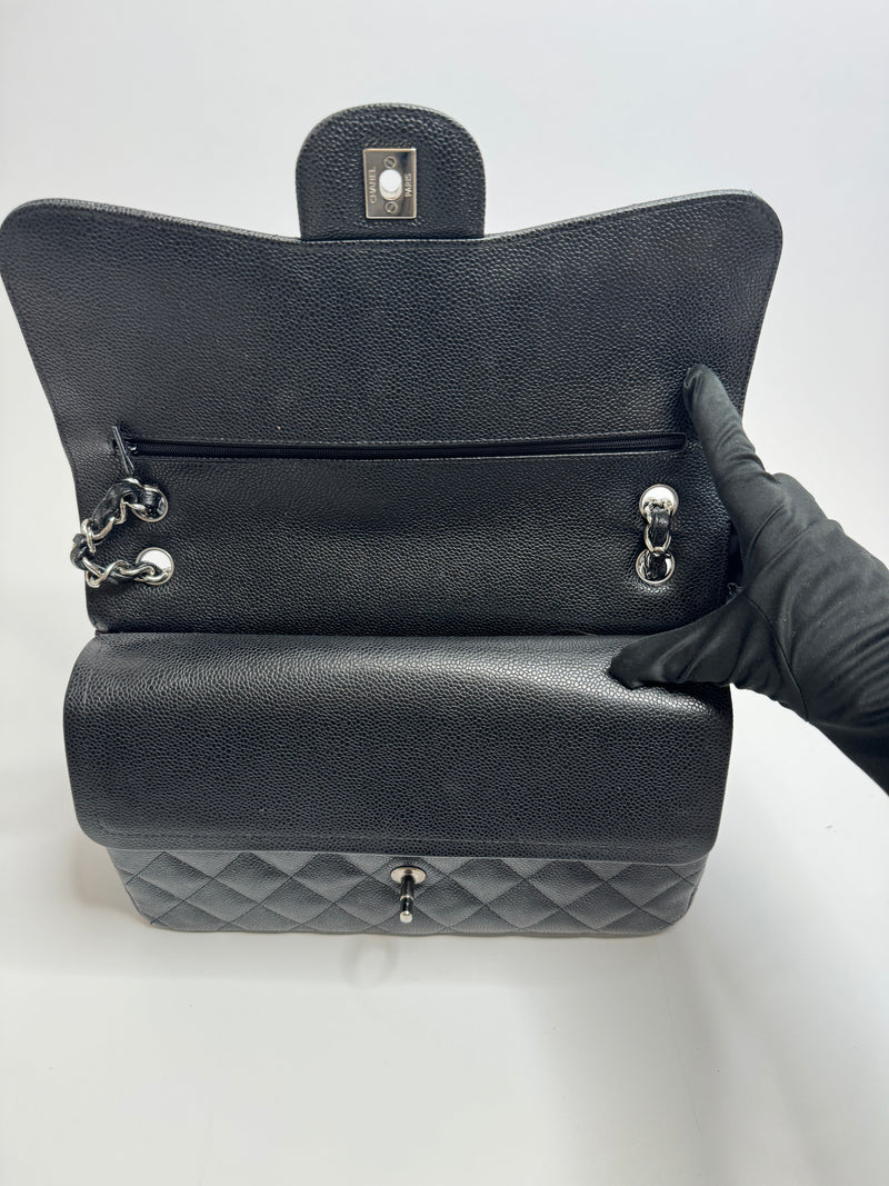 Chanel Black Caviar Leather Jumbo Classic Double Flap