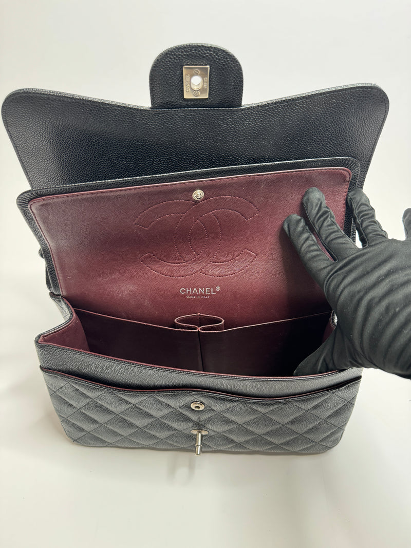 Chanel Black Caviar Leather Jumbo Classic Double Flap