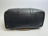 Chanel Vintage Black Leather Boston Travel Bag