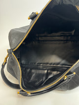 Chanel Vintage Black Leather Boston Travel Bag