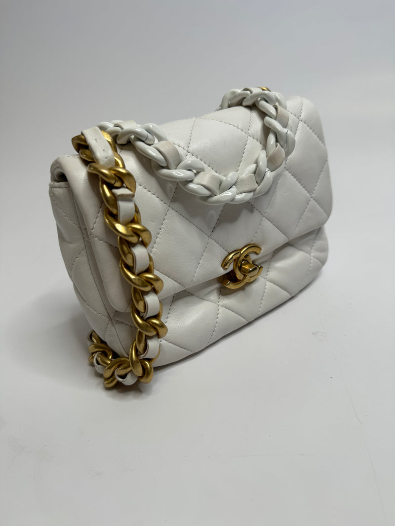 Chanel White Lacquered Flap Bag