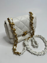 Chanel White Lacquered Flap Bag