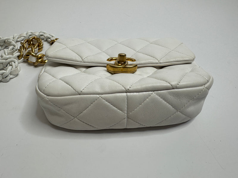 Chanel White Lacquered Flap Bag