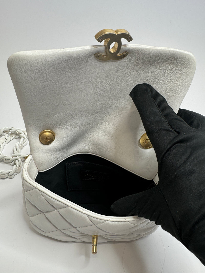 Chanel White Lacquered Flap Bag