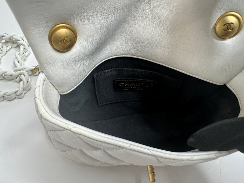 Chanel White Lacquered Flap Bag