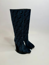 Fendi FF Chenille Knee Boots (Size 37/ UK 4)