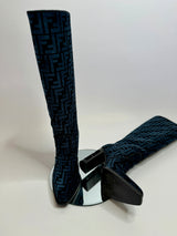 Fendi FF Chenille Knee Boots (Size 37/ UK 4)
