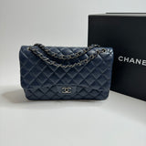 Chanel Navy Lambskin Leather Jumbo Classic Double Flap