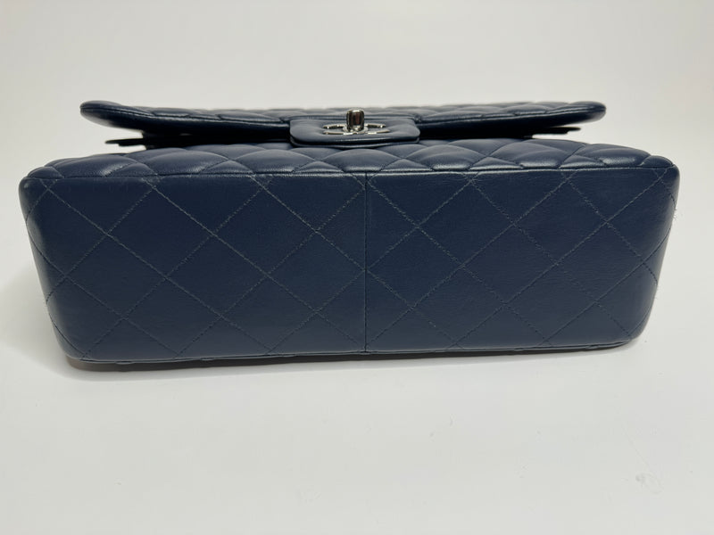 Chanel Navy Lambskin Leather Jumbo Classic Double Flap