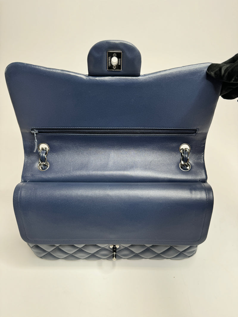 Chanel Navy Lambskin Leather Jumbo Classic Double Flap