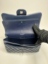 Chanel Navy Lambskin Leather Jumbo Classic Double Flap