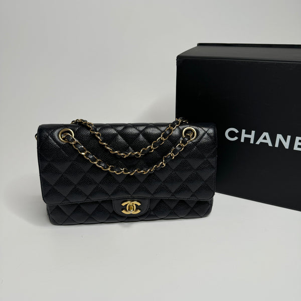 Chanel  Medium Classic Double Flap Caviar With Gold Hardware